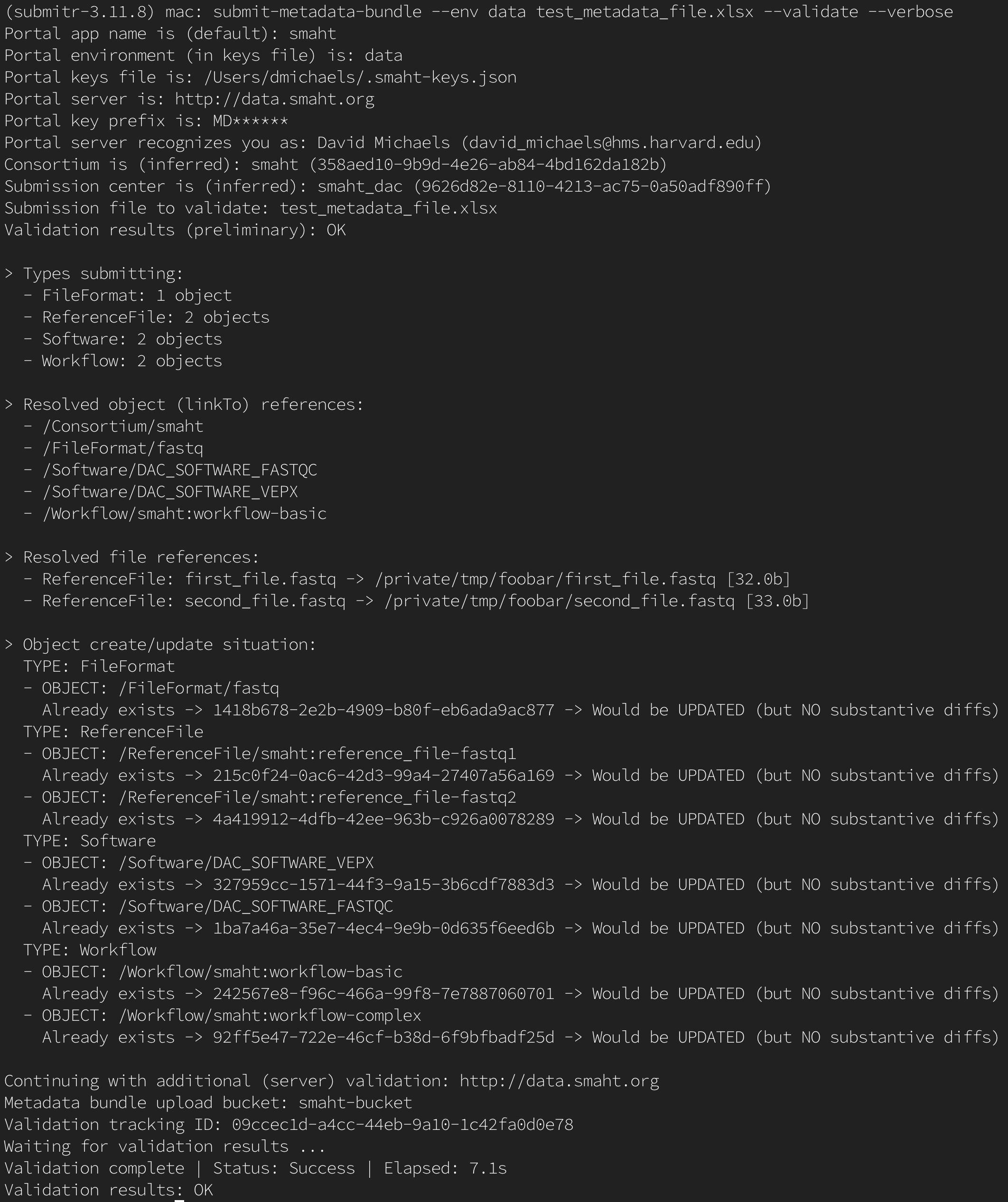 Validation Verbose Output Screenshot